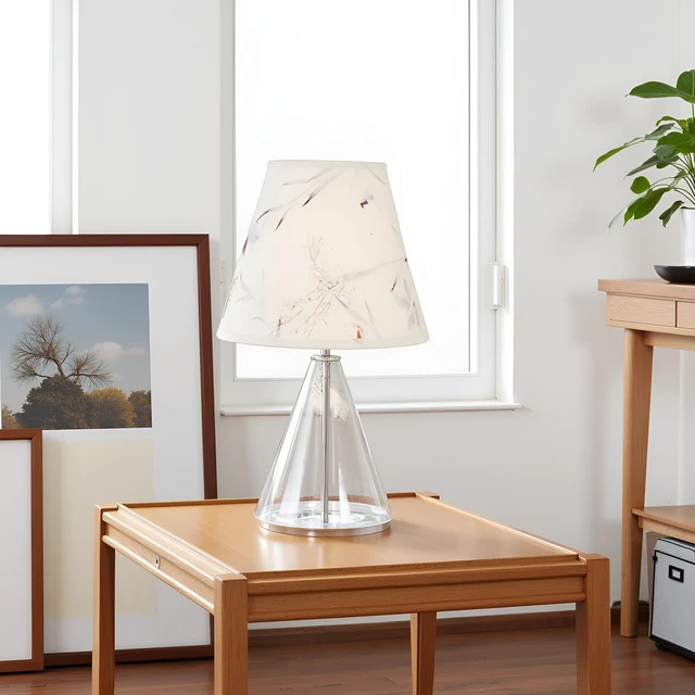 Alt view image 7 of 7 - 58902 Transitional Hardback Empire Shape UNO Construction Lamp Shade in Off White with Leaves and Petals in Paper, 9" Wide (5" x 9" x 7")