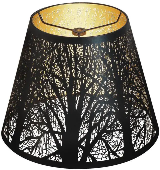 Main image of Small Lamp Shade, Barrel Metal Lampshade with Pattern of Trees for Table Lamp and Floor Light, Top Diameter 6 X Bottom Diameter 10 X Height 7.5 Spider
