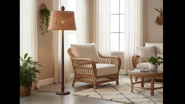 Alt view image 7 of 7 - 32993, Handwoven Empire Spider Lamp Shade, Natural Rattan, 13" Top x 16" Bottom x 11" Slant Height
