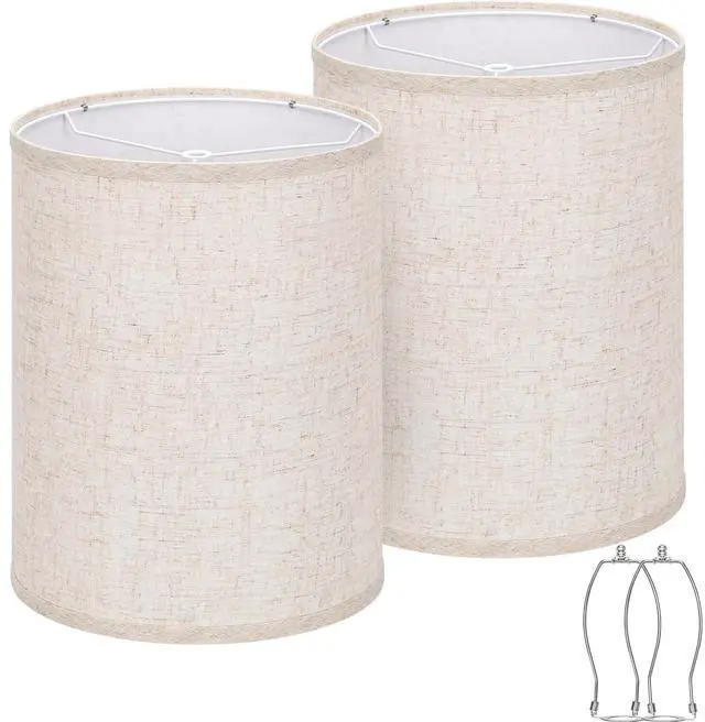 Main image of Tall Drum Lamp Shades Set of 2, 10"Top x10"Bottom x 13"High,Beige Lampshade