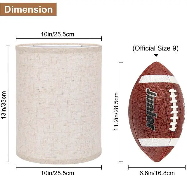 Alt view image 2 of 7 - Tall Drum Lamp Shades Set of 2, 10"Top x10"Bottom x 13"High,Beige Lampshade