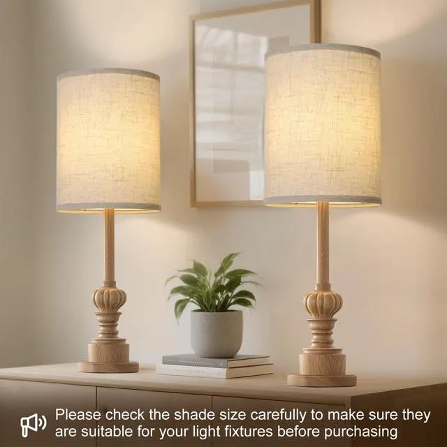 Alt view image 3 of 7 - Tall Drum Lamp Shades Set of 2, 10"Top x10"Bottom x 13"High,Beige Lampshade