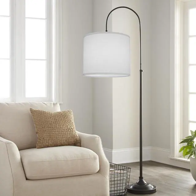 Alt view image 6 of 7 - White Lamp Shade, Large Drum Lampshade 13" Top x 13" Bottom x 11" High (Spider), Replacement Lamp Shade Natural Linen Hand Crafted for Table Lamps Floor Lamps Chandelier Lamp, Easy Assembly Required