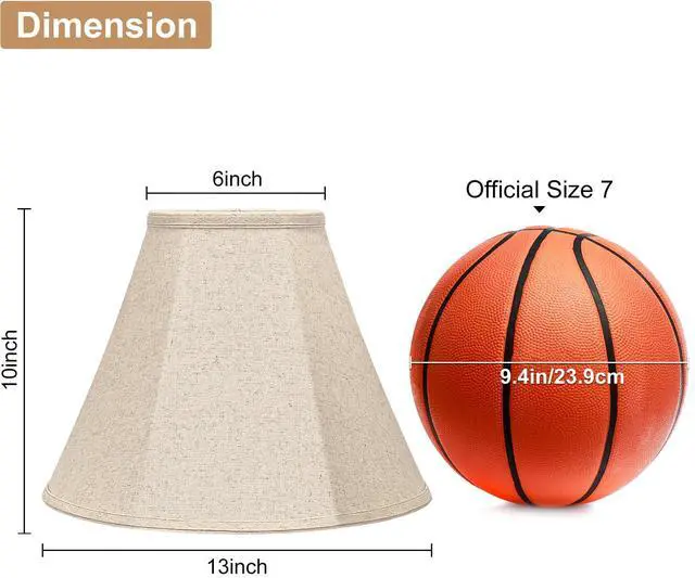 Alt view image 2 of 6 - Bell Lamp Shades Set of 2, 6"Top x 13"Bottom x 10"High, Beige Lamp Shade | Lampshade for Table Lamps Floor Lamps, Fabric Natural Linen Hand Crafted, Spider Fitter, Harp Holders Included, Easy Assembly