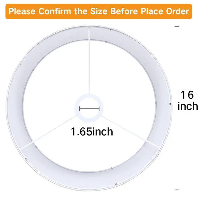 Alt view image 2 of 7 - Beige Large Drum Lamp Shades for Floor Lamps, 16" Top x16" Bottom x 9" High, Easy to Assemble, Replacement Linen Lampshades for Table Lamps & Bedside Lamps (1.65" Spider)