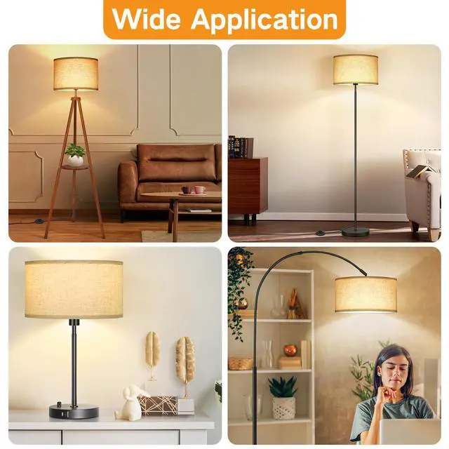 Alt view image 6 of 7 - Beige Large Drum Lamp Shades for Floor Lamps, 16" Top x16" Bottom x 9" High, Easy to Assemble, Replacement Linen Lampshades for Table Lamps & Bedside Lamps (1.65" Spider)