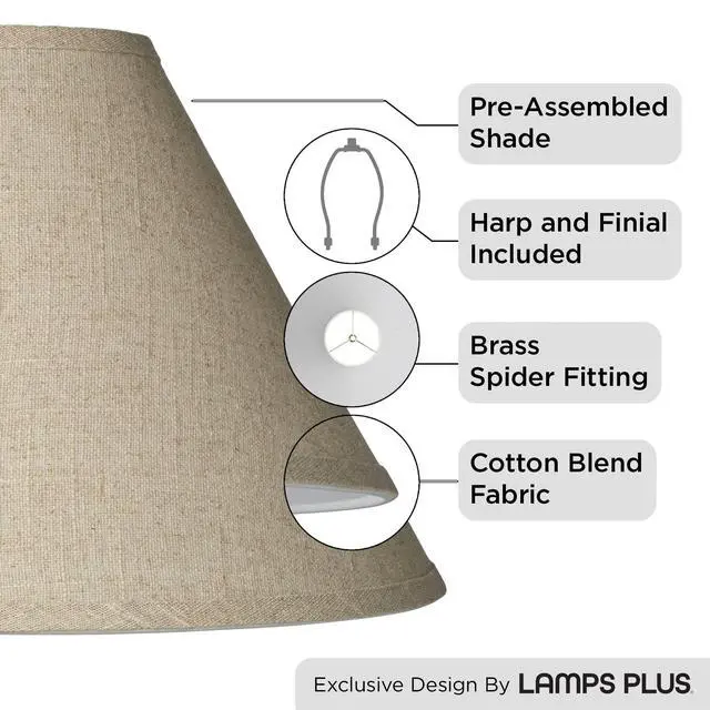 Alt view image 3 of 7 - Pre-Assembled Denni Fine Large Burlap Empire Shade 6x17x11.5 (Spider)