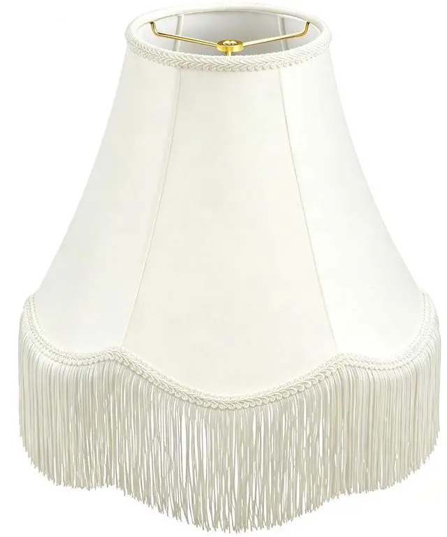 Main image of Fringe Lamp Shade 6" Top x 13" Bottom x 9.6" High (Spider) Tassel Lampshade Vintage Funky Unique Scalloped Bell Lamp Shades Victorian Lamp Shades For Table Lamps Floor Lamp,Easy Assembly 1 PackBeige