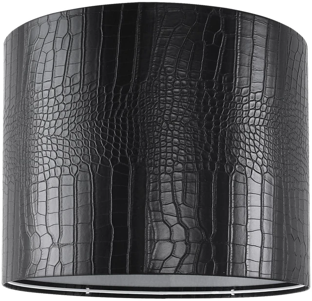 Main image of Black Reptile Print Drum Lamp Shade 13"Top x 13"Bottom x 10"High(Spider) Medium Modern Lamp Shades for Table & Bedside Lamp - Top and Bottom Self Trim Lampshades Replacement