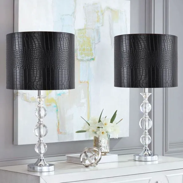 Alt view image 5 of 7 - Black Reptile Print Drum Lamp Shade 13"Top x 13"Bottom x 10"High(Spider) Medium Modern Lamp Shades for Table & Bedside Lamp - Top and Bottom Self Trim Lampshades Replacement