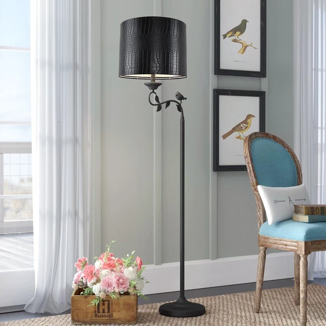 Alt view image 6 of 7 - Black Reptile Print Drum Lamp Shade 13"Top x 13"Bottom x 10"High(Spider) Medium Modern Lamp Shades for Table & Bedside Lamp - Top and Bottom Self Trim Lampshades Replacement
