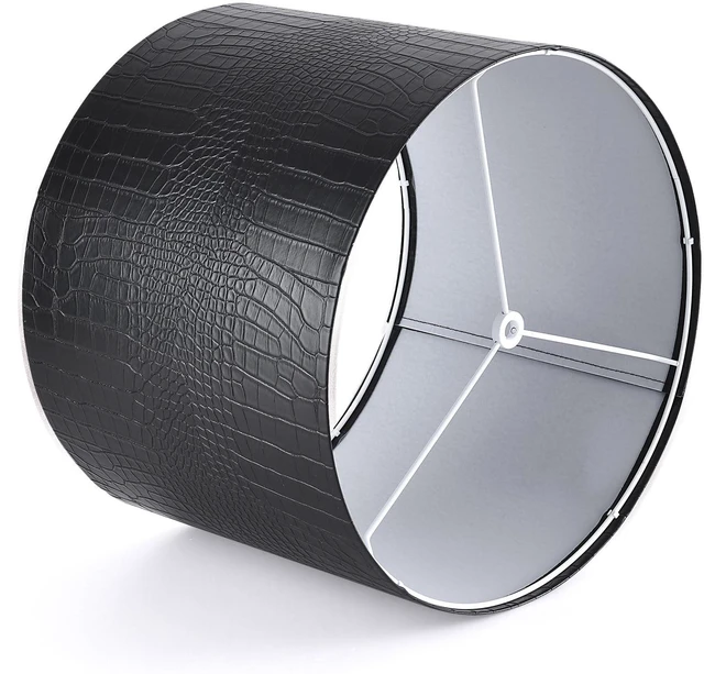 Alt view image 7 of 7 - Black Reptile Print Drum Lamp Shade 13"Top x 13"Bottom x 10"High(Spider) Medium Modern Lamp Shades for Table & Bedside Lamp - Top and Bottom Self Trim Lampshades Replacement