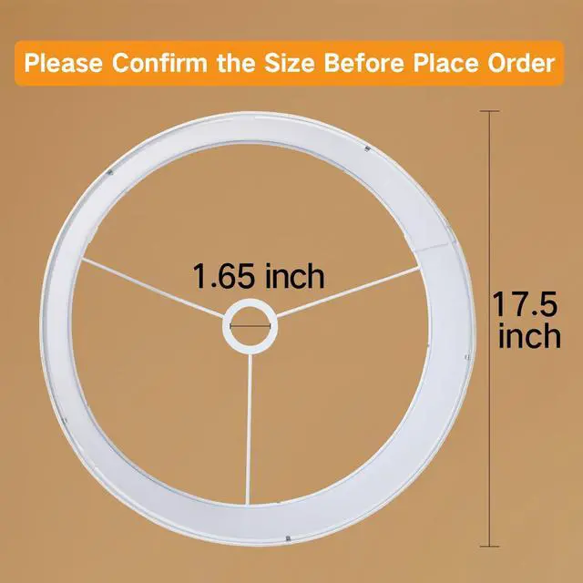 Alt view image 2 of 7 - Beige Large Drum Lamp Shades for Floor Lamps, 17.5" Top x 17.5" Bottom x 10" High, Easy to Assemble, Replacement Linen Lampshades for Table Lamps & Bedside Lamps (1.65" Spider)