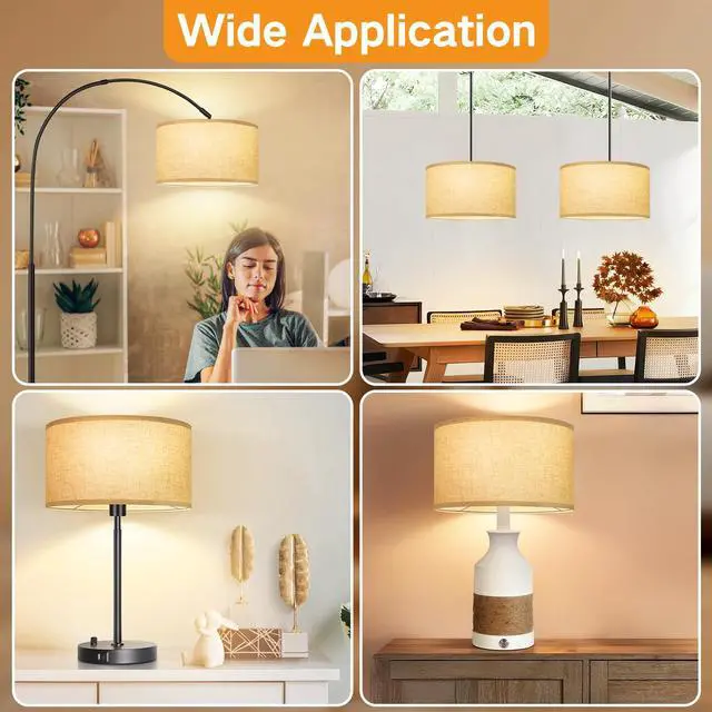 Alt view image 6 of 7 - Beige Large Drum Lamp Shades for Floor Lamps, 17.5" Top x 17.5" Bottom x 10" High, Easy to Assemble, Replacement Linen Lampshades for Table Lamps & Bedside Lamps (1.65" Spider)