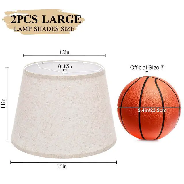 Alt view image 7 of 7 - Large Drum Lamp Shades Set of 2, 12"Top x 16"Bottom x 11"High, Beige Lampshades for Table Lamps Floor Lamps, Natural Linen Replacement Lamp Shades, Spider, Harp Holders Included, Easy Assembly