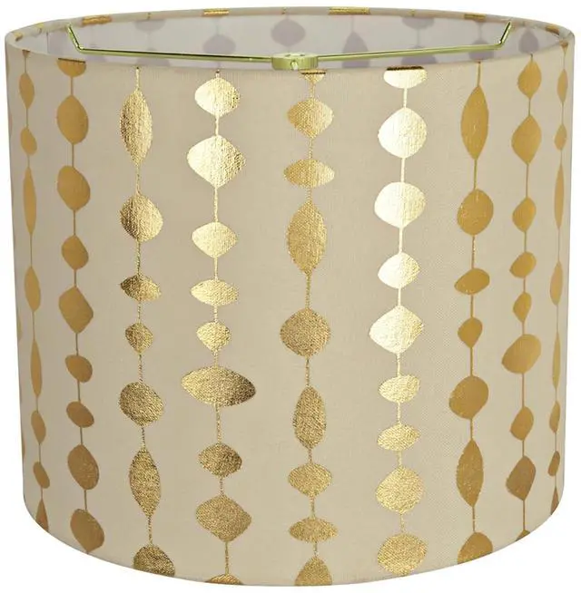 Main image of 31097 Transitional Drum (Cylinder) Shaped Spider Construction Lamp Shade in Beige & Gold Printed, 12" Wide (12" x 12" x 10")