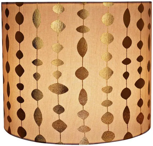 Alt view image 2 of 7 - 31097 Transitional Drum (Cylinder) Shaped Spider Construction Lamp Shade in Beige & Gold Printed, 12" Wide (12" x 12" x 10")