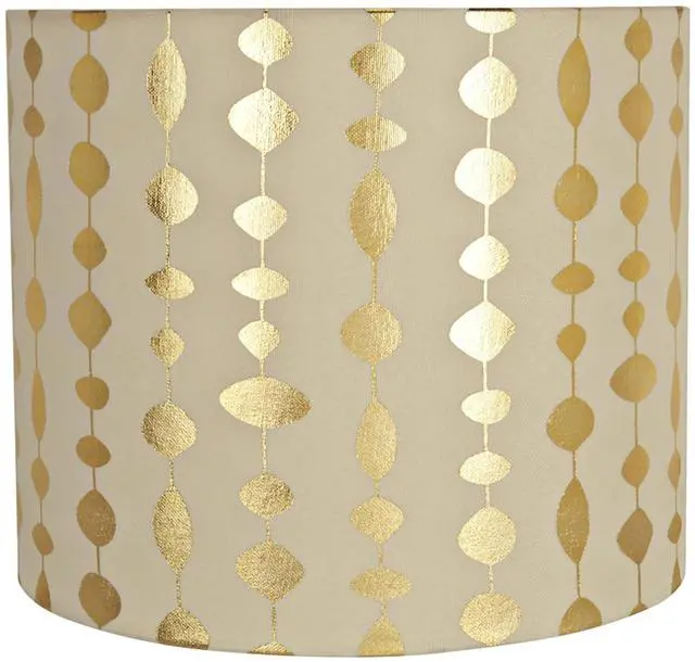 Alt view image 3 of 7 - 31097 Transitional Drum (Cylinder) Shaped Spider Construction Lamp Shade in Beige & Gold Printed, 12" Wide (12" x 12" x 10")