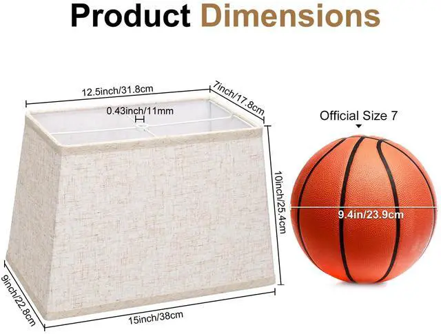 Alt view image 2 of 7 - Rectangle Lamp Shades Set of 2, Top 7"x12.5", Bottom 9"x15", Height 10"Large Beige Lampshades for Table Lamps Floor Lamps, Square Lamp Shade Replacement, Spider, Harp Holders Included, Easy Assembly