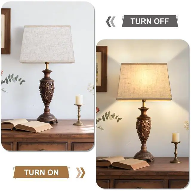 Alt view image 4 of 7 - Rectangle Lamp Shades Set of 2, Top 7"x12.5", Bottom 9"x15", Height 10"Large Beige Lampshades for Table Lamps Floor Lamps, Square Lamp Shade Replacement, Spider, Harp Holders Included, Easy Assembly