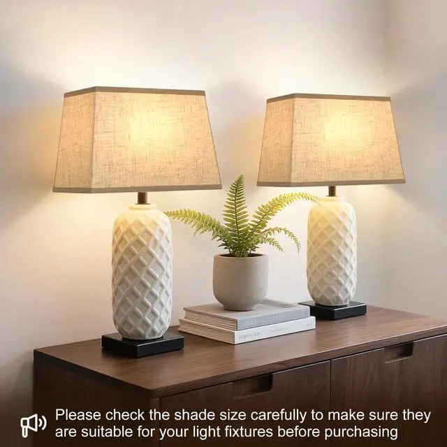 Alt view image 3 of 7 - Rectangle Lamp Shades Set of 2, Top 7"x12.5", Bottom 9"x15", Height 10"Large Beige Lampshades for Table Lamps Floor Lamps, Square Lamp Shade Replacement, Spider, Harp Holders Included, Easy Assembly