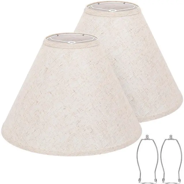 Main image of Empire Lamp Shades Set of 2, 6" Top x 16" Bottom x 10.8" High, Large Beige Lamp Shades for Table Lamps Floor Lamps, Natural Linen Lampshades Replacement, Spider, Harp Holders Included, Easy Assembly