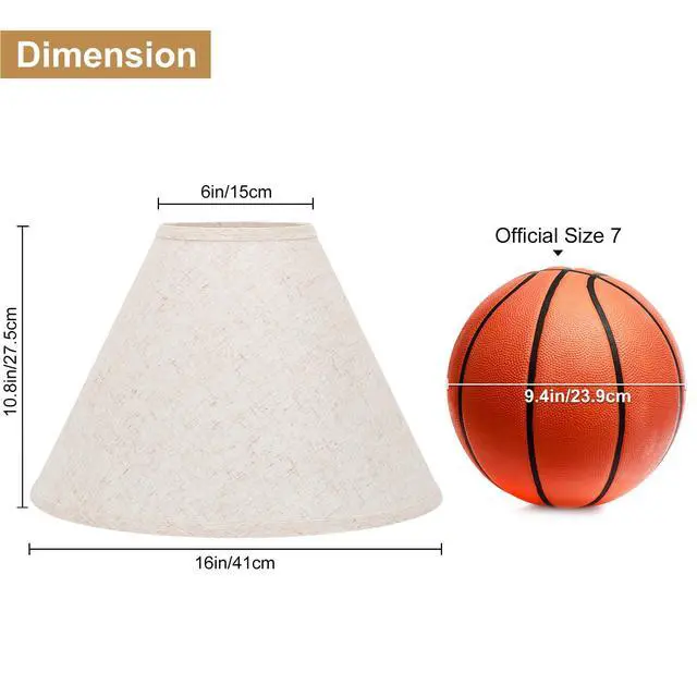 Alt view image 2 of 7 - Empire Lamp Shades Set of 2, 6" Top x 16" Bottom x 10.8" High, Large Beige Lamp Shades for Table Lamps Floor Lamps, Natural Linen Lampshades Replacement, Spider, Harp Holders Included, Easy Assembly
