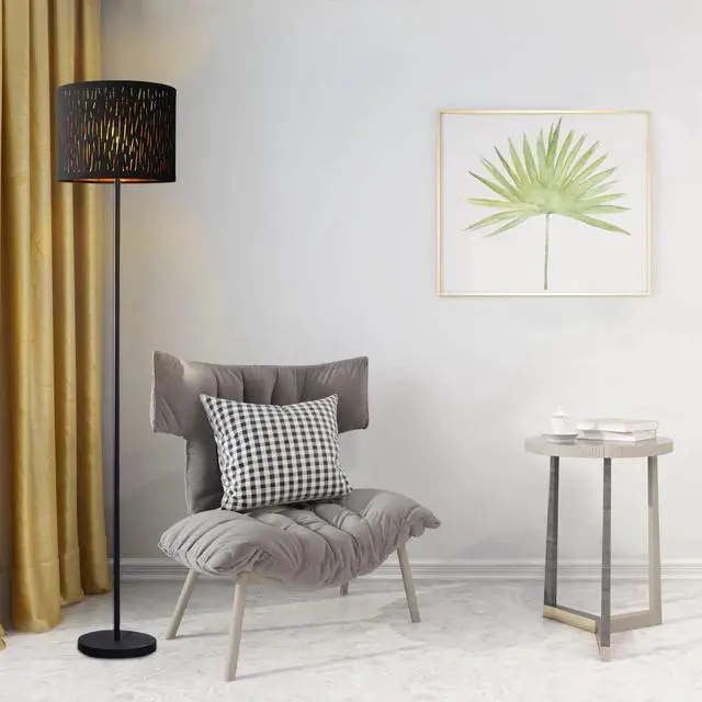 Alt view image 5 of 7 - Black Lampshades Set of 2, Drum Lamp shade with Hollow-carved Design, 12.7" x 12.7" x 10 Inches Lampshades for Table Lamp, Floor Lamp, Pendant Light, Lamp Shade Harp Holder Included
