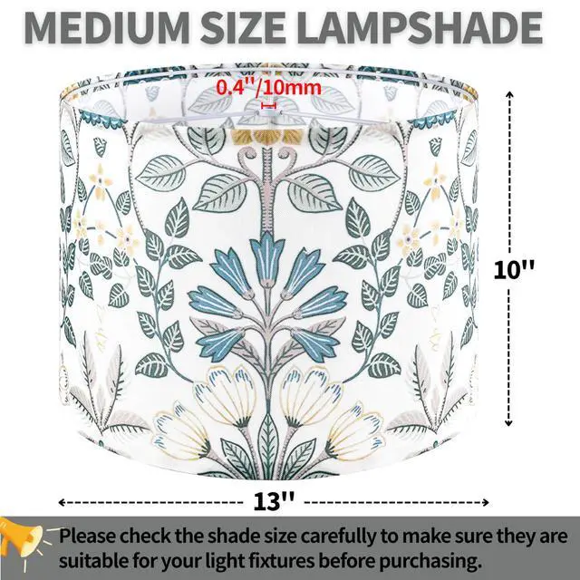 Alt view image 2 of 7 - Lamp Shades Set of 2,13" D x 10" H,Blue Green Floral Drum Shade