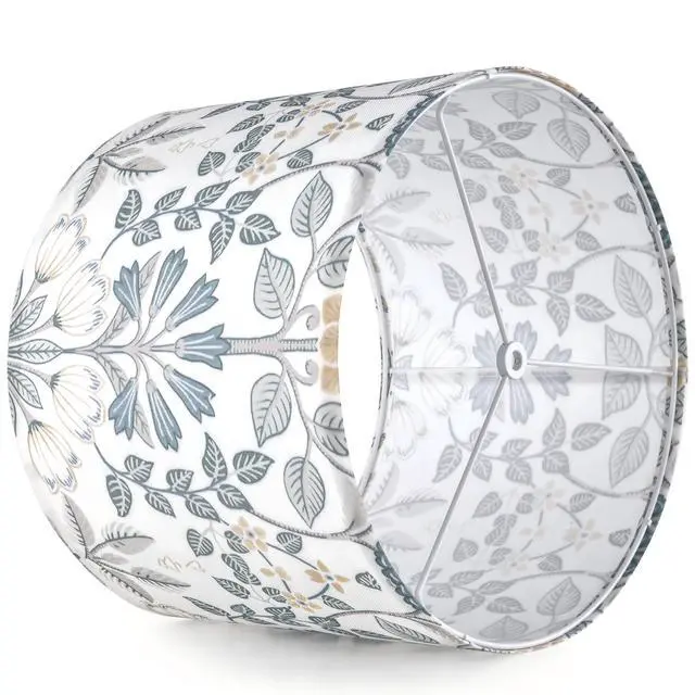 Alt view image 5 of 7 - Lamp Shades Set of 2,13" D x 10" H,Blue Green Floral Drum Shade