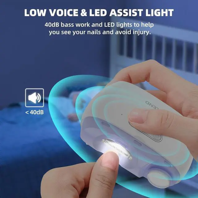 Alt view image 3 of 7 - Electric Nail Clipper, Electric Nail Trimmer Suitable for Children, Adults, and Elderly, Automatic Nail Clipper with 2 Adjustable Speeds, Nail Clippers with LED Light and Chip Storage Box