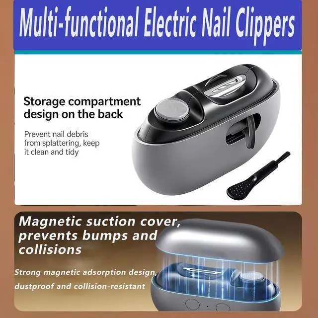 Alt view image 5 of 7 - Upgraded Electric Nail Clipper,for Thick & Brittle Nails,3-in-1 Rechargeable 2-Speed Nail Trimmer & Polisher with LED Light,& Storage,Electric Nail Clippers for Seniors,Adults & Kids