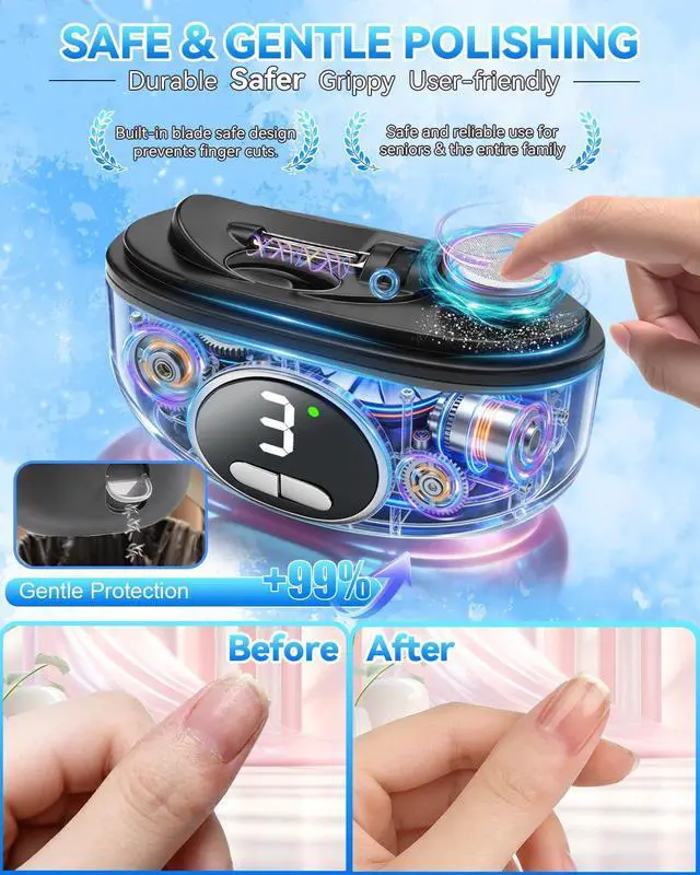 Alt view image 5 of 7 - 2026 Upgraded 3-in-1 Electric Automatic Nail ClipperAdjustable Dual-Blade