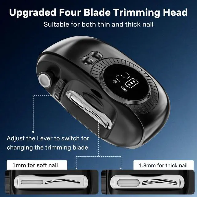 Alt view image 2 of 7 - Electric Nail Clippers for Seniors, LED Light, 5X Magnifier, Gray