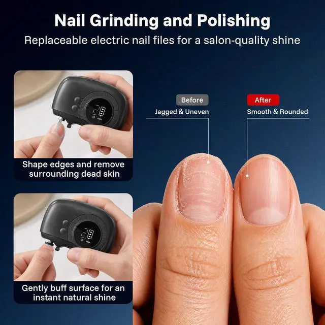 Alt view image 3 of 7 - Electric Nail Clippers for Seniors, LED Light, 5X Magnifier, Gray