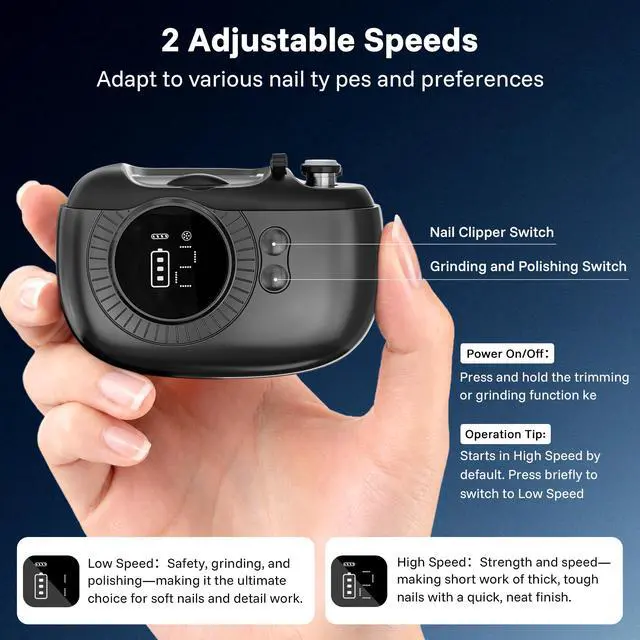 Alt view image 5 of 7 - Electric Nail Clippers for Seniors, LED Light, 5X Magnifier, Gray