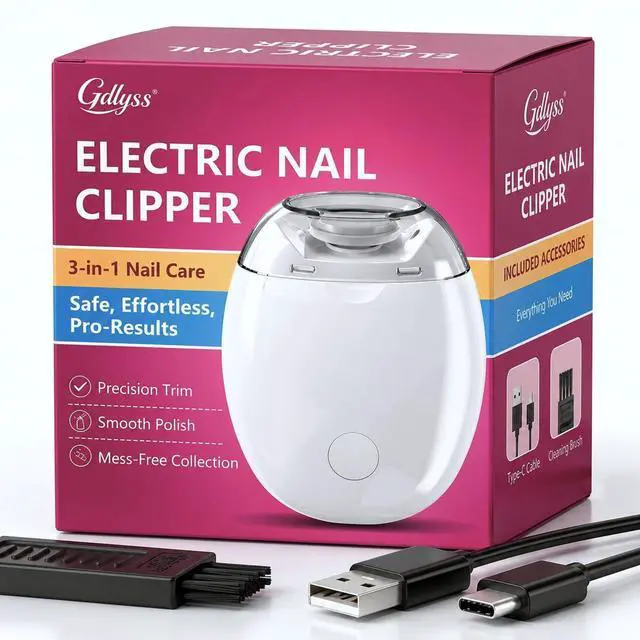 Main image of Electric Nail Clipper, with LED Light and Nail Scraps Storage for Safe, Smooth and Mess-Free Nail Care, Electric Nail Clippers for Seniors and Everyday Personal Care, White