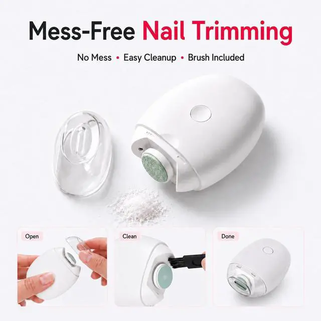Alt view image 6 of 7 - Electric Nail Clipper, with LED Light and Nail Scraps Storage for Safe, Smooth and Mess-Free Nail Care, Electric Nail Clippers for Seniors and Everyday Personal Care, White