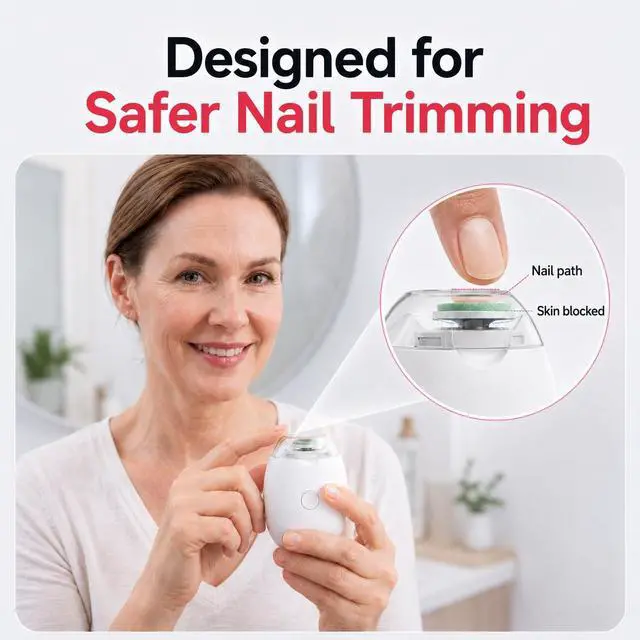 Alt view image 7 of 7 - Electric Nail Clipper, with LED Light and Nail Scraps Storage for Safe, Smooth and Mess-Free Nail Care, Electric Nail Clippers for Seniors and Everyday Personal Care, White