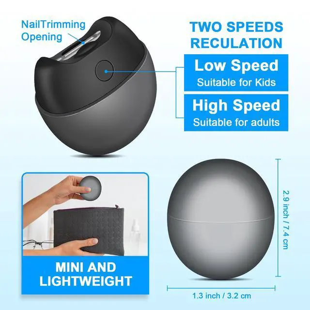 Alt view image 3 of 6 - Electric Automatic Nail Clipper with Light, 2-Speed Trimmer, USB Rechargeable, Nail Scraps Storage & Magnetic Cover, Safe for Babies, Kids, Seniors & Adults