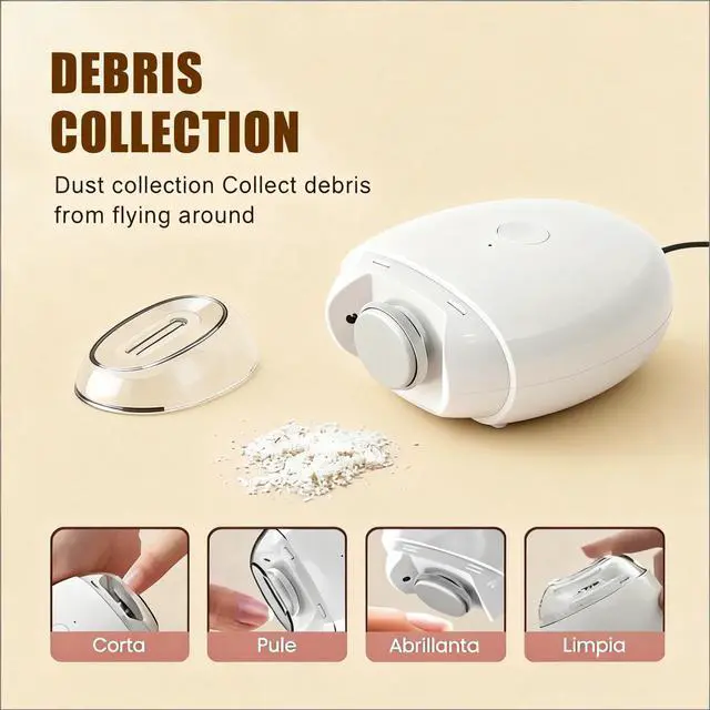 Alt view image 4 of 7 - Electric Nail Clipper with LED Light, Cordless Nail Grinder Trimmer 3-Speed, Portable Nail Clippings Catcher, Electric Nail Clippers for Seniors, Kids, Men, Women