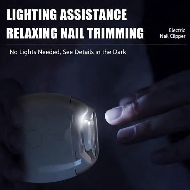 Alt view image 6 of 7 - Electric Nail Clipper with LED Light, Cordless Nail Grinder Trimmer 3-Speed, Portable Nail Clippings Catcher, Electric Nail Clippers for Seniors, Kids, Men, Women