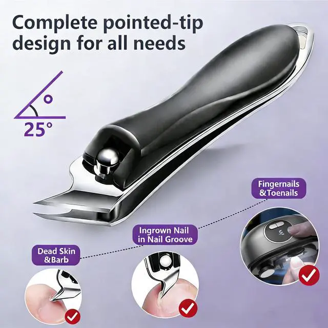Alt view image 6 of 7 - Electric Nail Clipper, Electric Nail Trimmer Set with LED Light & Nail Scrap Storage & Professional Slant Edge Nail Clipper, Rechargeable Effortless Toenail Trimmer for Seniors, Women, Men (Grey)