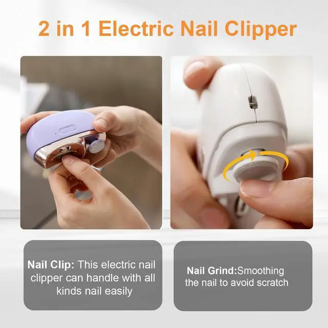 Alt view image 4 of 7 - Electric Nail Clipper,Electric Nail Clippers for Seniors,2026 Upgraded 3 in 1 Electric Nail Trimmer,Baby and Adults,Polishing Clipper with LED Light,Suitable for Fingernail Toenails(Gray)