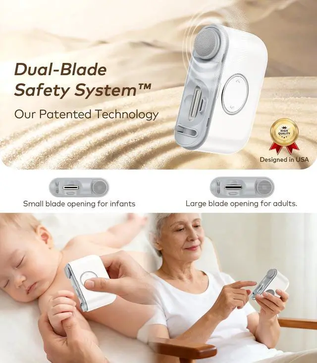 Alt view image 2 of 7 - Electric Nail Clipper for Seniors |Dual-Blade System| Toenail & Fingernail Automatic 2-in-1 Trimmer & Polish with LED Light & Clip Storage Ultra-Quiet & Safe for Baby & Adults