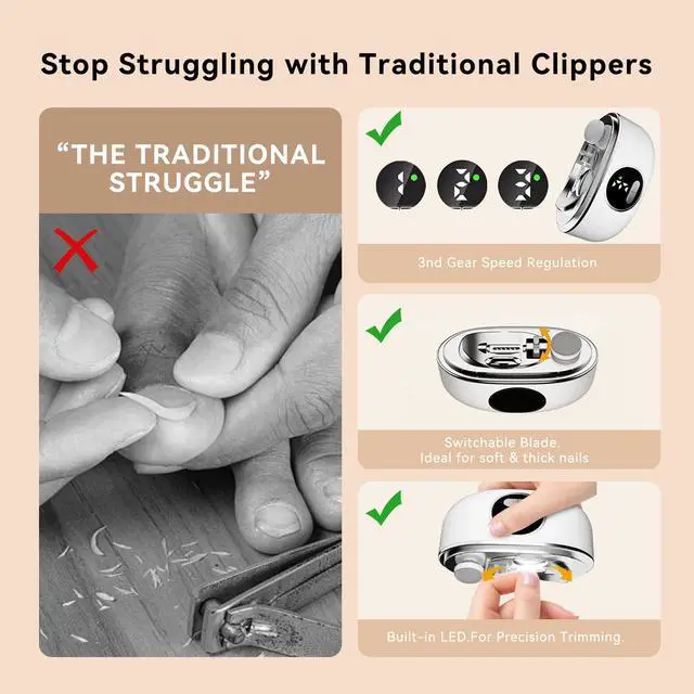 Alt view image 3 of 7 - Electric Nail Clipper for Seniors, Automatic Nail Trimmer