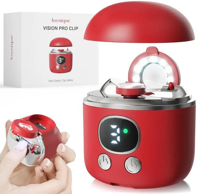 Main image of Electric Nail Clipper for Fingernails & Toenails, 3-Speed Automatic Nail Trimmer with LED Light & Magnifying Glass, USB Rechargeable, Safe for Adults, Seniors & Kids, Nail Grinder with Storage (Red)