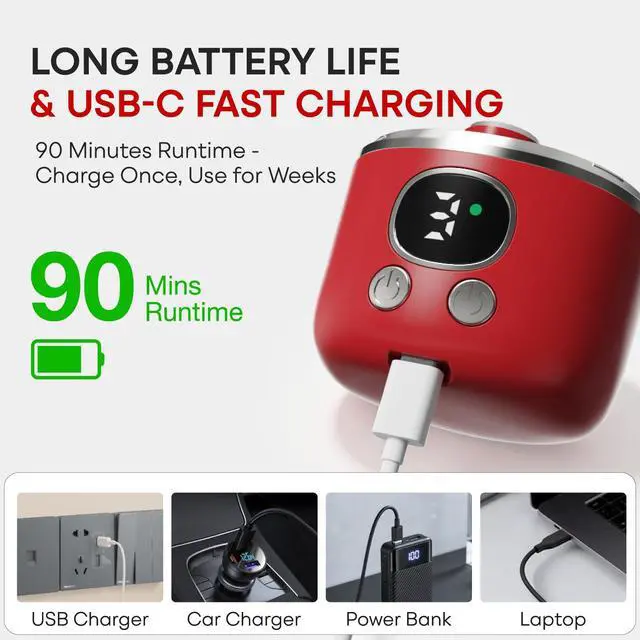 Alt view image 6 of 7 - Electric Nail Clipper for Fingernails & Toenails, 3-Speed Automatic Nail Trimmer with LED Light & Magnifying Glass, USB Rechargeable, Safe for Adults, Seniors & Kids, Nail Grinder with Storage (Red)