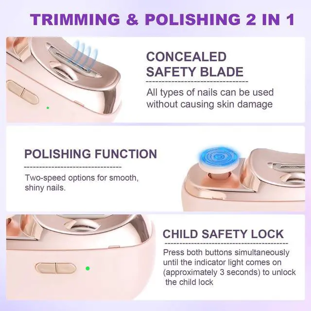 Alt view image 2 of 7 - Electric Nail Clipper for Seniors & Adults, 2 in 1 Baby Auto Nail Trimmer