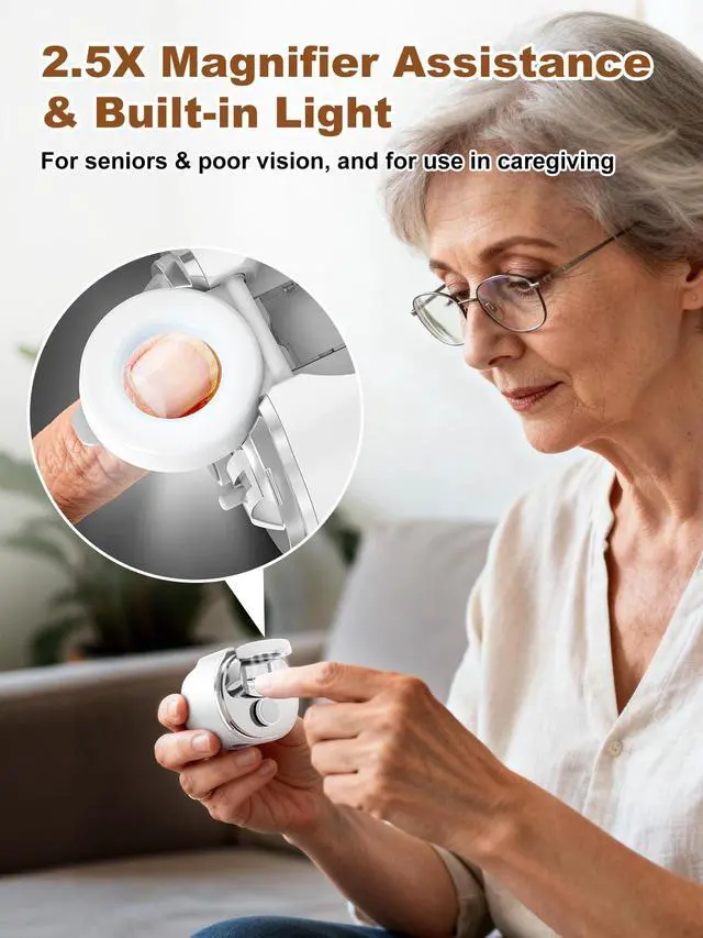 Alt view image 5 of 7 - RT-01 Electric Nail Clipper, 3-in-1 Automatic Nail Trimmer with Dual-Blade Head & Magnifier, 3 Speed & LED Light & Storage- Rechargeable Nail Clippers and File for Families Kids Adults Seniors